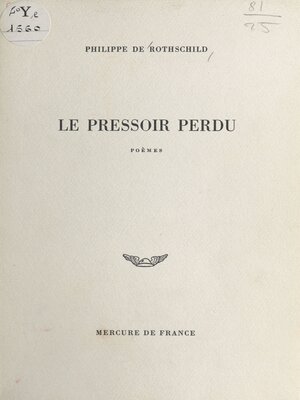 cover image of Le pressoir perdu